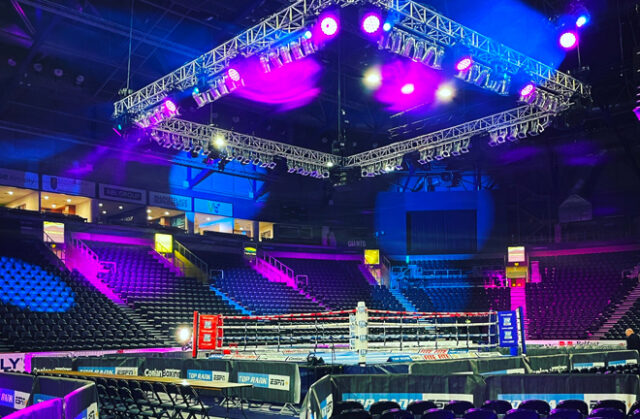 Michael Conlan knocked out Karim Guerfi at the SSE Arena in Belfast this evening in the first round. Photo Credit: @CruelJohno Twitter