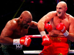 Tyson Fury retained his heavyweight crown after breaking down and stopping Derek Chisora in the 10th Round to setup an undisputed clash with Oleksandr Usyk. Photo Credit: BT Sport Boxing Twitter.