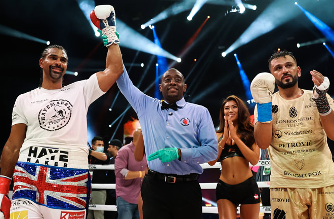 Haye called out Fury after beating Fournier in 2021 Photo Credit: Amanda Westcott/Triller Fight Club