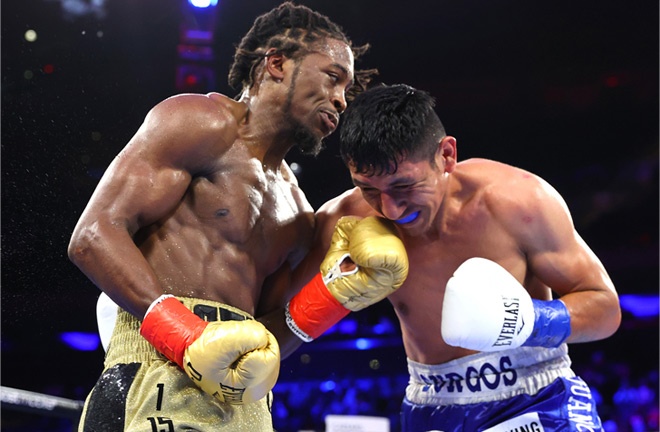 Davis extended his undefeated record with a points victory Photo Credit: Anderson stopped Forrest in two rounds to remain perfect Photo Credit: Mikey Williams / Top Rank via Getty Images