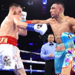 Teofimo Lopez survived a knockdown to beat Sandor Martin by split decision at Madison Square Garden Photo Credit: Mikey Williams / Top Rank via Getty Images