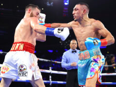 Teofimo Lopez survived a knockdown to beat Sandor Martin by split decision at Madison Square Garden Photo Credit: Mikey Williams / Top Rank via Getty Images