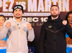 Teofimo Lopez faces Sandor Martin at Madison Square Garden on Saturday Photo Credit: Mikey Williams/Top Rank via Getty Images