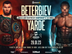 Artur Beterbiev is set to defend his unified world light heavyweight titles against Anthony Yarde in London on Saturday Photo Credit: Top Rank Boxing