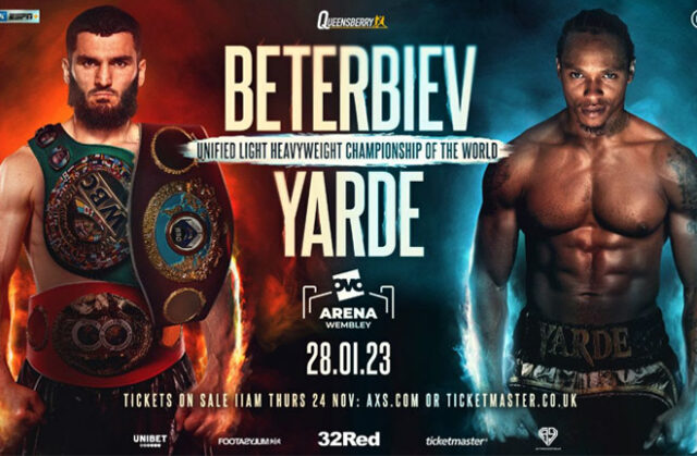 Artur Beterbiev is set to defend his unified world light heavyweight titles against Anthony Yarde in London on Saturday Photo Credit: Top Rank Boxing