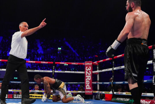 Artur Beterbiev continued his KO streak, stopping a brave Anthony Yarde in the 8th Round at the OVO Arena in Wembley to retains his WBC, WBO and IBF Light Heavyweight World Titles. Photo Credit: Queensberry Promotions / Frank Warren.