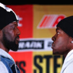 Ajagba and Shaw came face-to-face at Thursday’s press conference Photo Credit: Mikey Williams/Top Rank via Getty Images