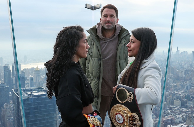 Serrano and Cruz face-to-face earlier this week Photo Credit: Melina Pizano/Matchroom