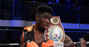 David Adeleye claimed the WBO European heavyweight title with a second round stoppage of Dmytro Bezus at York Hall on Friday Photo Credit: Queensberry Promotions