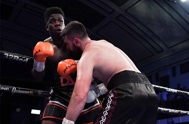 Adeleye knocked out Bezus with a devastating left hand Photo Credit: Queensberry Promotions