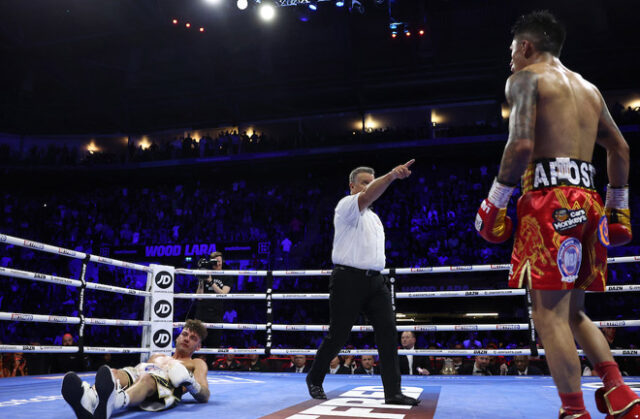 Mauricio Lara stopped Leigh Wood in the seventh round to become WBA featherweight world champion Photo Credit: Mark Robinson/Matchroom Boxing