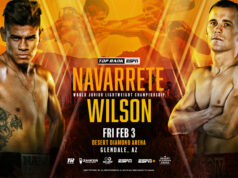 Emanuel Navarrete faces Liam Wilson for the vacant WBO super featherweight world title in Arizona on Friday Photo Credit: Top Rank Boxing