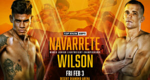 Emanuel Navarrete faces Liam Wilson for the vacant WBO super featherweight world title in Arizona on Friday Photo Credit: Top Rank Boxing