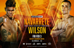 Emanuel Navarrete faces Liam Wilson for the vacant WBO super featherweight world title in Arizona on Friday Photo Credit: Top Rank Boxing