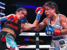 Amanda Serrano saw off Erika Cruz in a war in New York last night to become undisputed world featherweight champion. Photo Credit: Matchroom Boxing