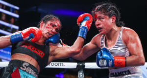 Amanda Serrano saw off Erika Cruz in a war in New York last night to become undisputed world featherweight champion. Photo Credit: Matchroom Boxing