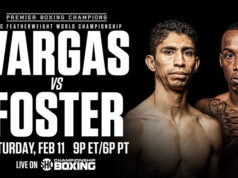 Rey Vargas and O'Shaquie Foster clash for the vacant WBC super featherweight world title in San Antonio on Saturday Photo Credit: Premier Boxing Champions