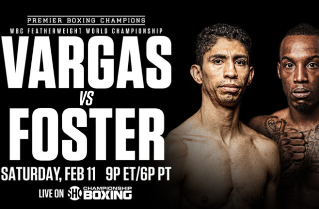 Rey Vargas and O'Shaquie Foster clash for the vacant WBC super featherweight world title in San Antonio on Saturday Photo Credit: Premier Boxing Champions