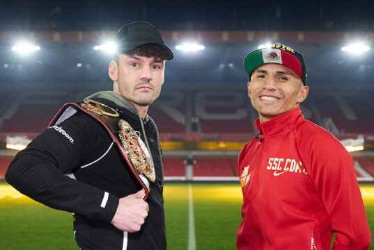 Leigh Wood defends his WBA featherweight world title against Mauricio Lara in Nottingham on Saturday Photo Credit: Mark Robinson/Matchroom Boxing