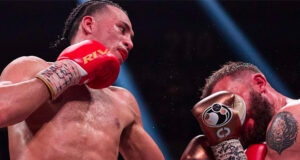 David Benavidez overcame Caleb Plant by unanimous decision in Las Vegas on Saturday Photo Credit: Esther Lin/SHOWTIME