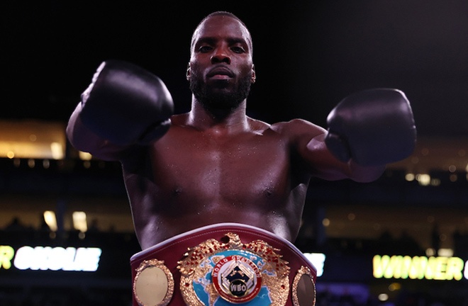 Okolie fights for the first time in over a year Photo Credit: Mark Robinson/Matchroom Boxing