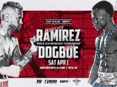 Robeisy Ramirez clashes with Isaac Dogboe for the vacant WBO featherweight world title in Oklahoma on Saturday Photo Credit: Top Rank Boxing