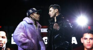 Gervonta Davis and Ryan Garcia traded words at their first face-off in New York on Wednesday Photo Credit: Amanda Westcott/SHOWTIME