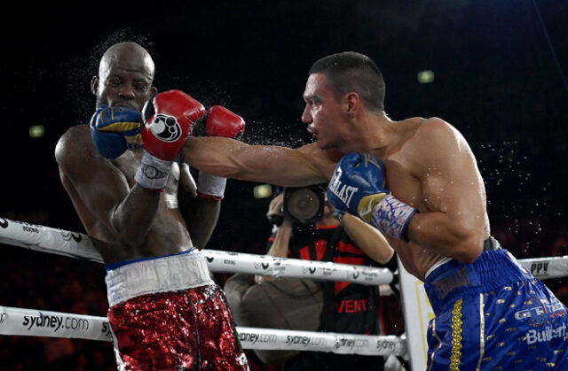 Tim Tszyu stopped former world champion, Tony Harrison in the ninth round in Sydney on Saturday Photo Credit: SHOWTIME Boxing Twitter