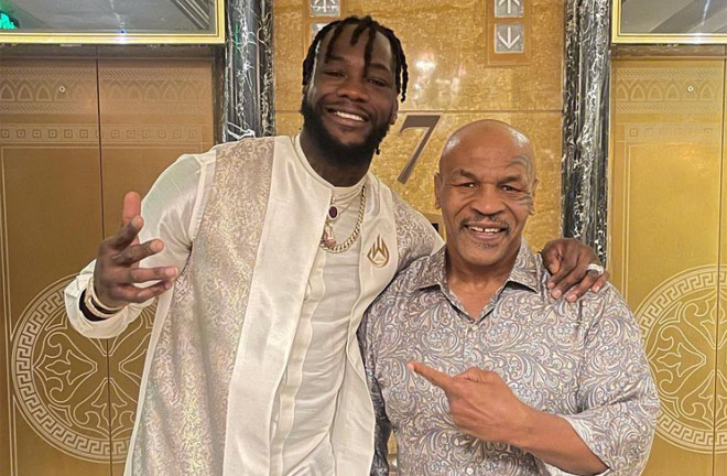 Wilder and Tyson met up in Saudi Arabia last month Photo Credit: @bronzebomber Instagram