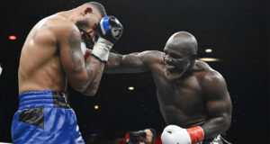 Carlos Takam defeated bookies favourite Tony Yoka in Paris with a split decision victory. Photo Credit: BOXXER/Lawrence Lustig