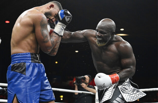 Carlos Takam defeated bookies favourite Tony Yoka in Paris with a split decision victory. Photo Credit: BOXXER/Lawrence Lustig