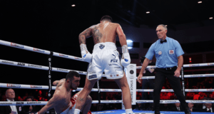 Joe Cordina claimed the IBF Super-Featherweight World Title in Cardiff this evening with a split decision victory over Shavkatdzhon Rakhmiov. Photo Credit: Mark Robinson/Matchroom Boxing