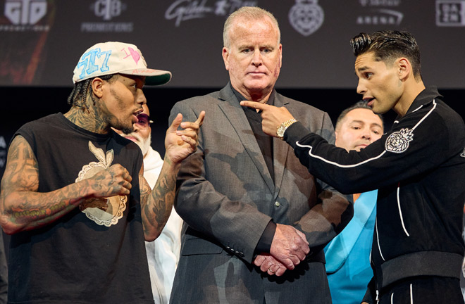 Davis and Garcia traded words during Thursday's face-off following the press conference Photo Credit: Esther Lin/SHOWTIME