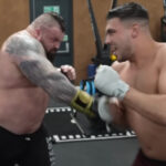Fury felt the force of Hall’s punch to his right arm Photo Credit: Eddie Hall The Beast YouTube