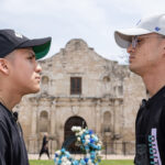 Rodriguez and Gonzalez face-to-face earlier this week ahead of their world title fight Photo Credit: Melina Pizano/Matchroom