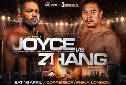 Joe Joyce clashes with Zhilei Zhang at the Copper Box Arena on Saturday, live on BT Sport Photo Credit: Queensberry Promotions