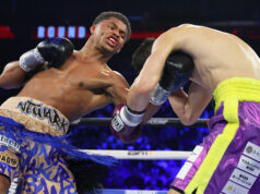 Shakur Stevenson stopped Shuichiro Yoshino in the sixth round in Newark Photo Credit: Mikey Williams/Top Rank