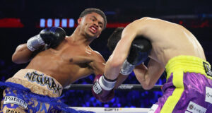 Shakur Stevenson stopped Shuichiro Yoshino in the sixth round in Newark Photo Credit: Mikey Williams/Top Rank