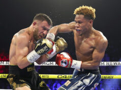 Devin Haney beat Vasiliy Lomachenko by unanimous decision to retain his undisputed lightweight crown in Las Vegas Photo Credit: Mikey Williams/Top Rank via Getty Images