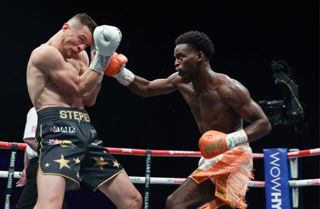 Joshua Buatsi beat Pawel Stepien by Unanimous Decision in Birmingham last night at the Resorts World Arena. Photo Credit: Boxxer / Lawrence Lustig