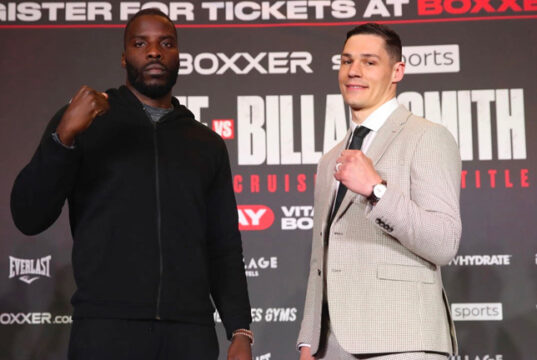 Lawrence Okolie defends his WBO cruiserweight world title against Chris Billam-Smith at the Vitality Stadium in Bournemouth on Saturday Photo Credit: Lawrence Lustig/BOXXER
