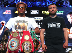 Devin Haney puts his undisputed lightweight crown on the line against Vasiliy Lomachenko in Las Vegas on Saturday Photo Credit: Mikey Williams/Top Rank via Getty Images