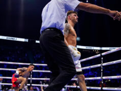 Leigh Wood dropped Mauricio Lara in the second round on his way to a Unanimous Decision victory over Mauricio Lara. Photo Credit: Matchroom Boxing (Twitter).