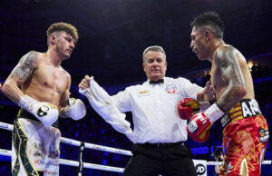 Mauricio Lara defends his WBA featherweight world title against Leigh Wood in a rematch in Manchester on Saturday Photo Credit: Mark Robinson/Matchroom Boxing