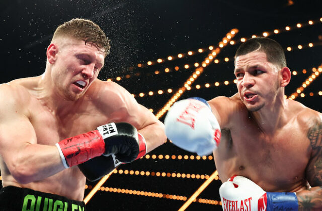 On Saturday in New York, Edgar Berlanga defeated Jason Quigley by unanimous decision.  Photo: Ed Mulholland/Matchroom