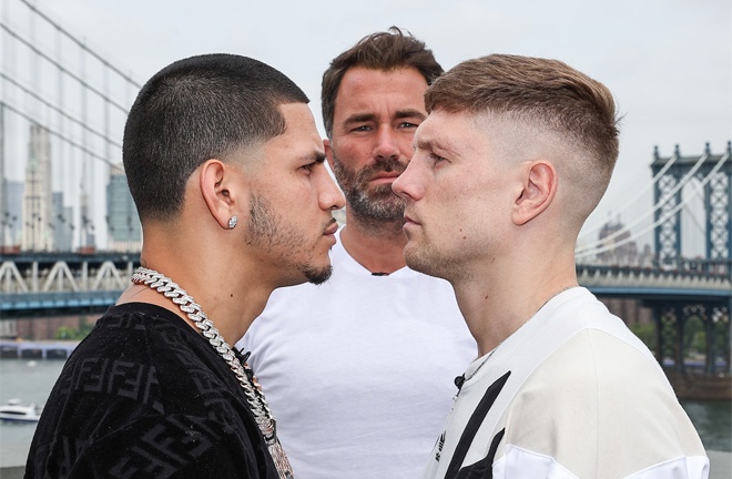 Berlanga and Quigley came face-to-face ahead of Saturday's showdown Photo Credit: Melina Pizano/Matchroom