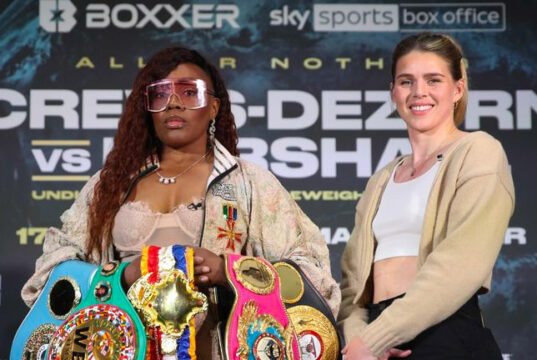 Savannah Marshall challenged undisputed super middleweight champion, Franchon Crews-Dezurn in Manchester on Saturday, live on Sky Sports Photo Credit: Lawrence Lustig/BOXXER