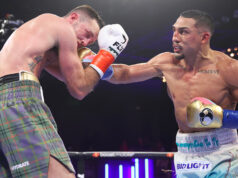 Teofimo Lopez defeats Josh Taylor to takeover and become the new super-lightweight champion in New York. Photo Credit: Top Rank Boxing