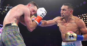 Teofimo Lopez defeats Josh Taylor to takeover and become the new super-lightweight champion in New York. Photo Credit: Top Rank Boxing