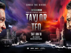 Josh Taylor defends his WBO super lightweight world title against Teofimo Lopez in New York on Saturday Photo Credit: Top Rank Boxing